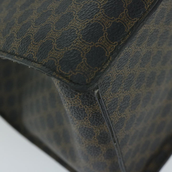 Celine Macadam Canvas Hand Bag PVC Brown Black Auth 64827