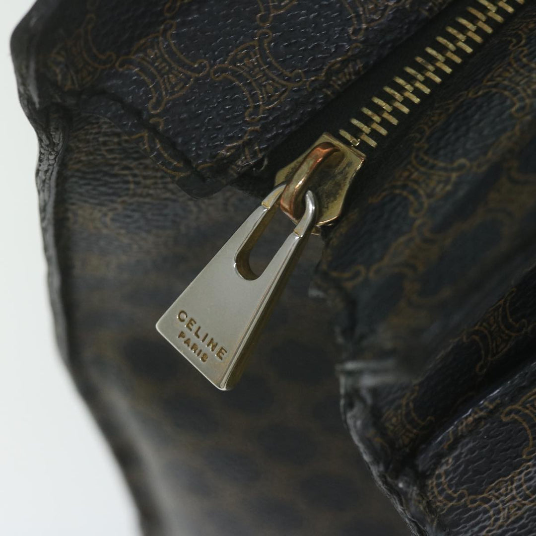 Celine Macadam Canvas Hand Bag PVC Brown Black Auth 64827