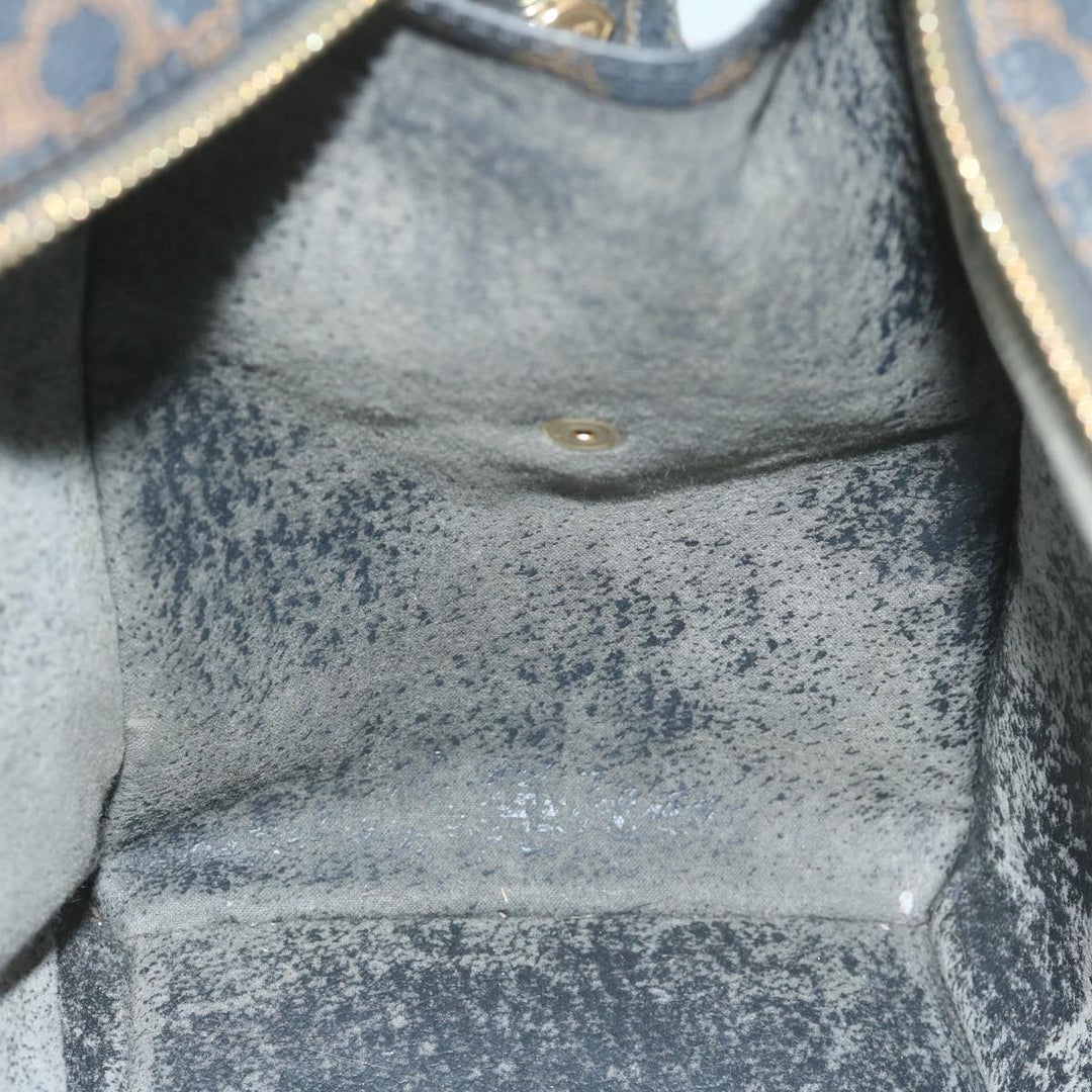 Celine Macadam Canvas Hand Bag PVC Brown Black Auth 64827