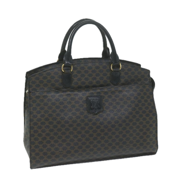 Celine Macadam Canvas Hand Bag PVC Brown Black Auth 64827
