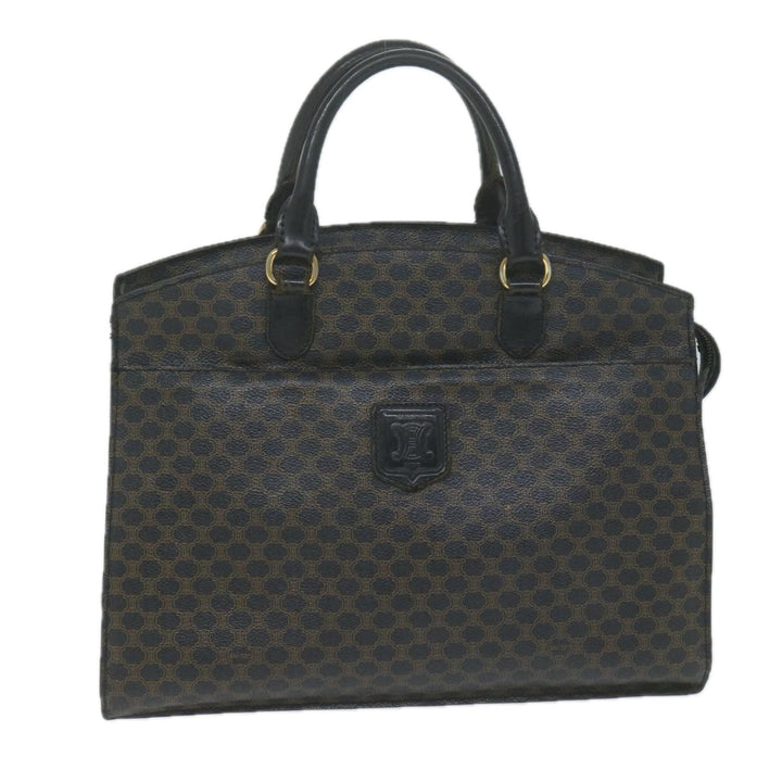 Celine Macadam Canvas Hand Bag PVC Brown Black Auth 64827