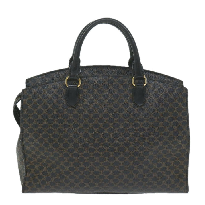 Celine Macadam Canvas Hand Bag PVC Brown Black Auth 64827