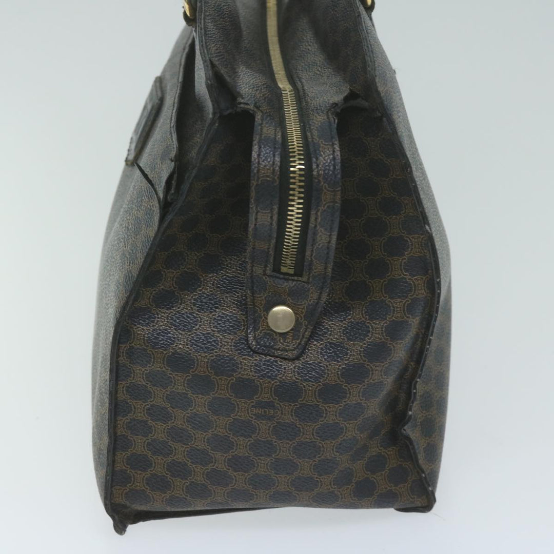 Celine Macadam Canvas Hand Bag PVC Brown Black Auth 64827