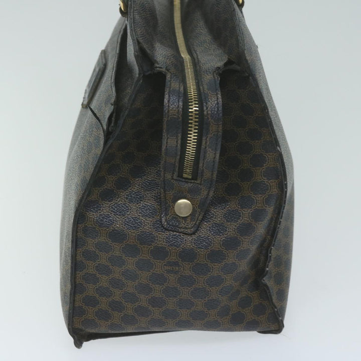 Celine Macadam Canvas Hand Bag PVC Brown Black Auth 64827