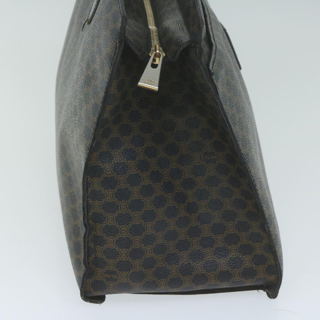 Celine Macadam Canvas Hand Bag PVC Brown Black Auth 64827