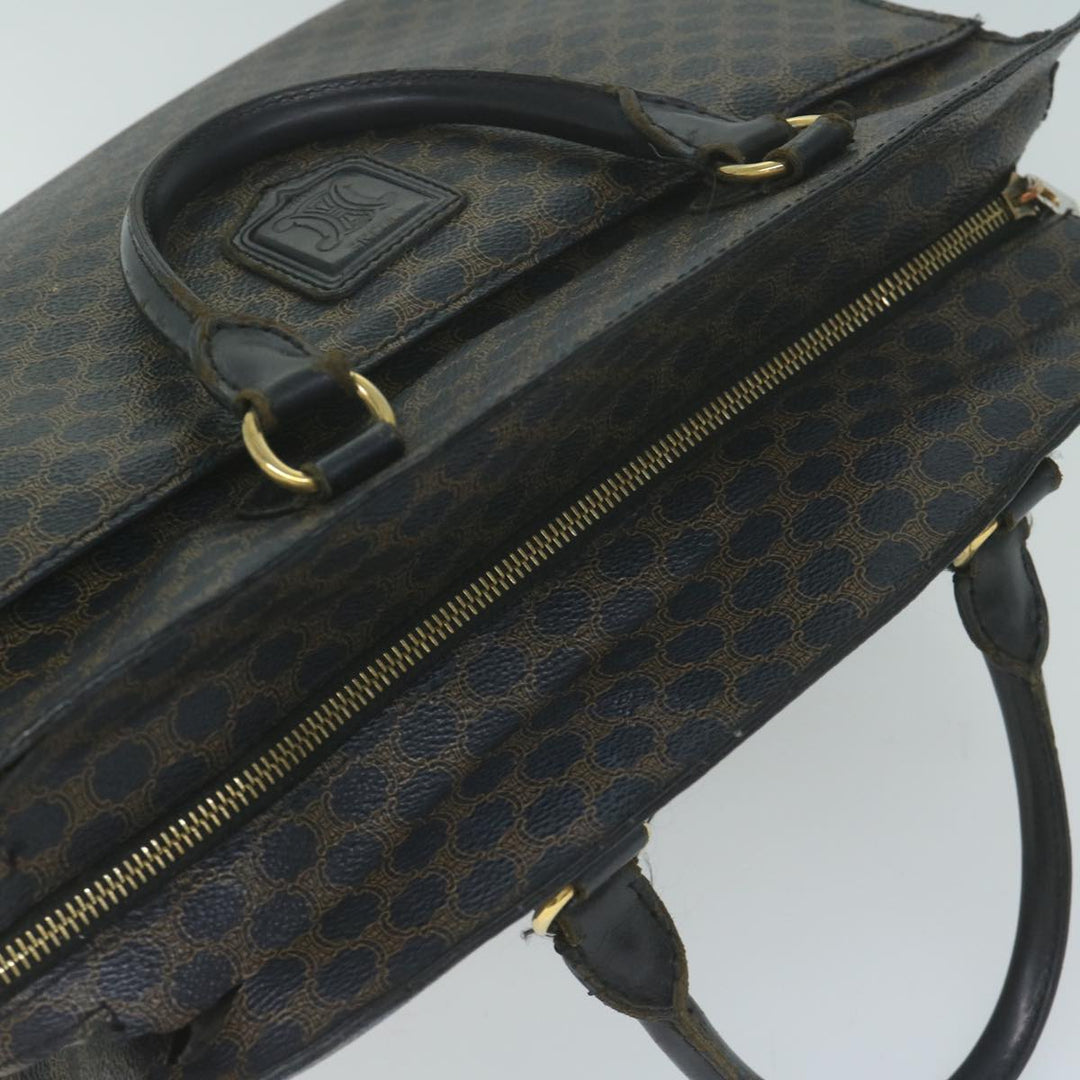 Celine Macadam Canvas Hand Bag PVC Brown Black Auth 64827