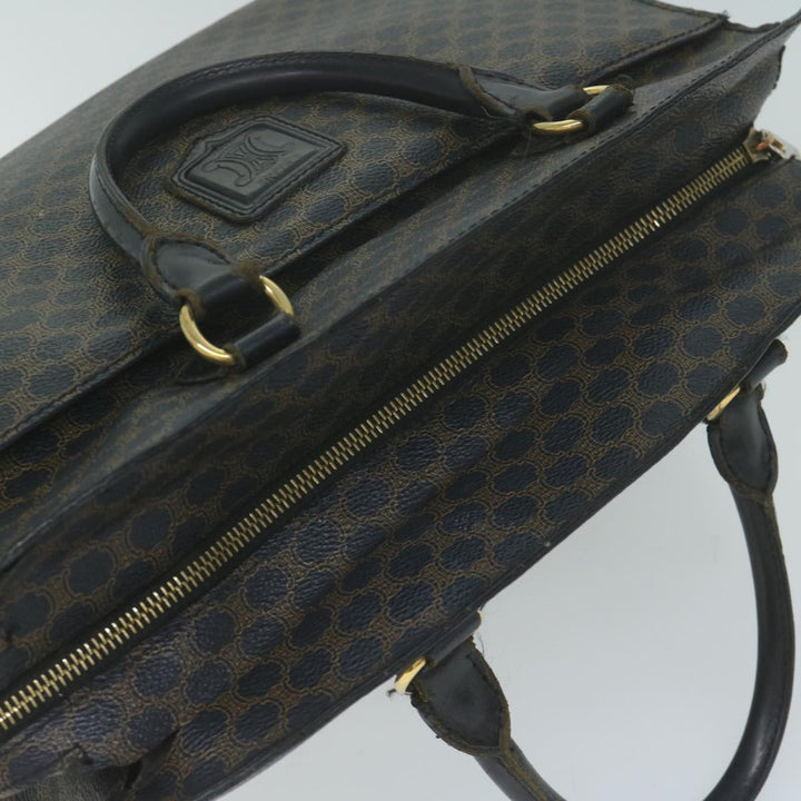 Celine Macadam Canvas Hand Bag PVC Brown Black Auth 64827