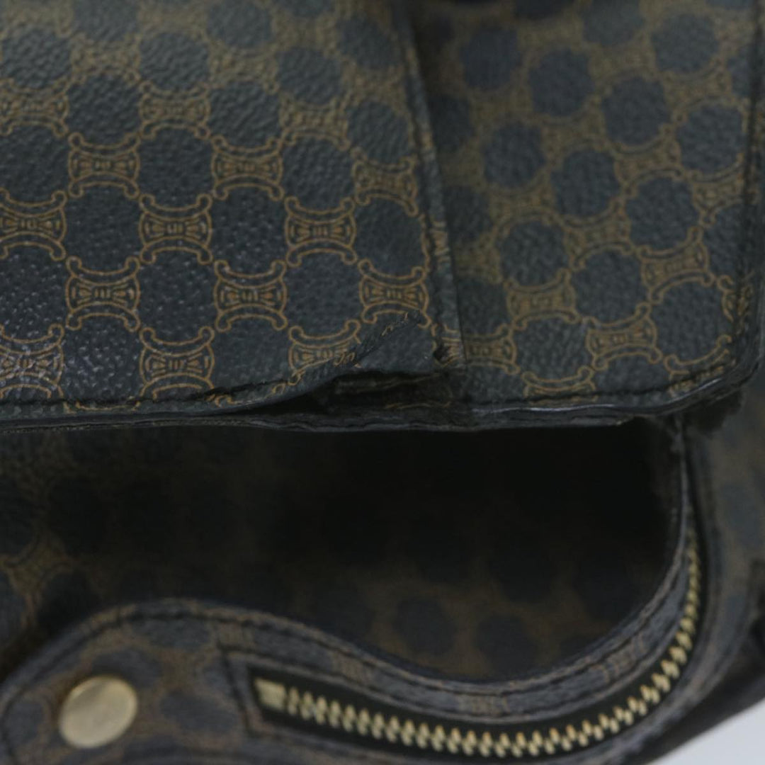 Celine Macadam Canvas Hand Bag PVC Brown Black Auth 64827