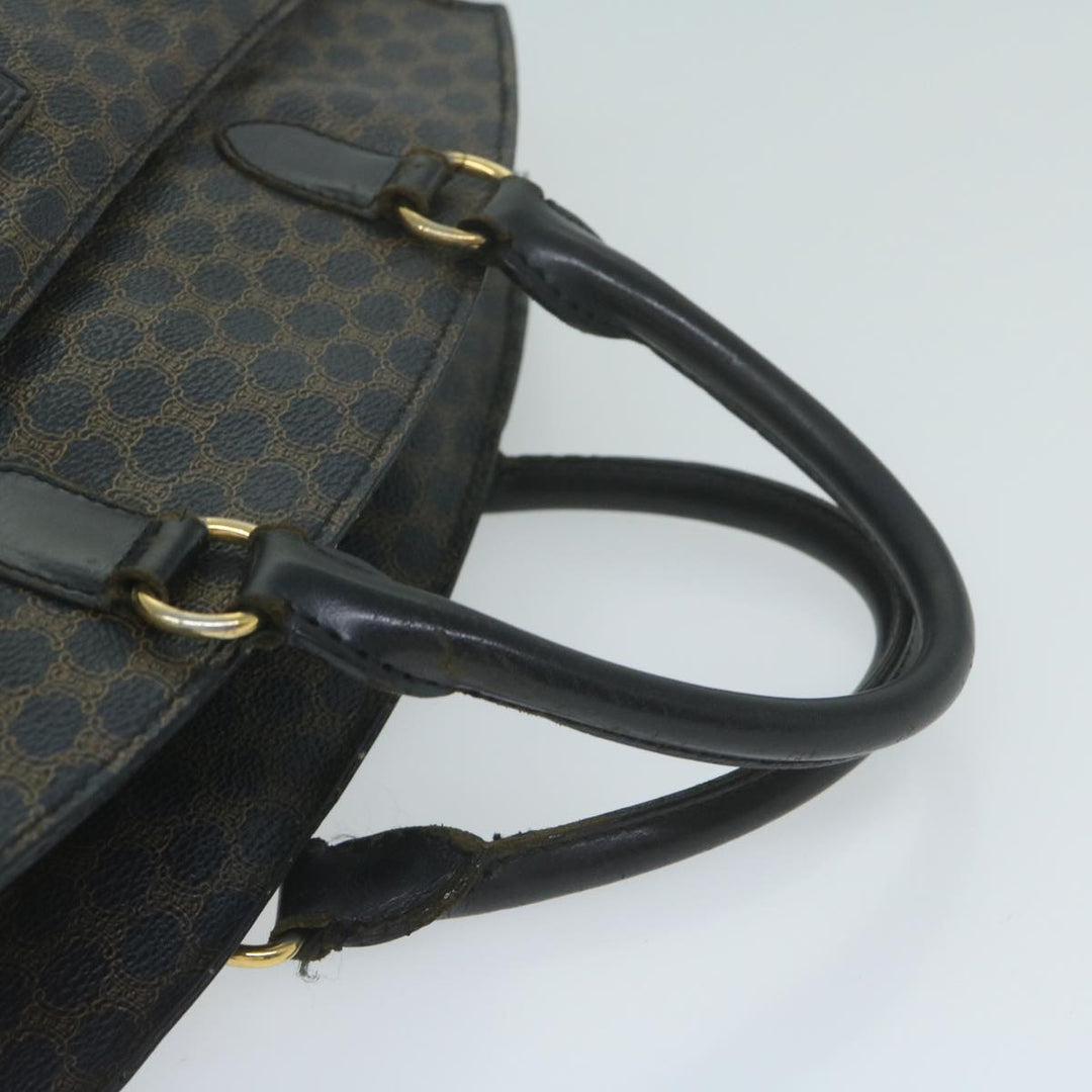 Celine Macadam Canvas Hand Bag PVC Brown Black Auth 64827