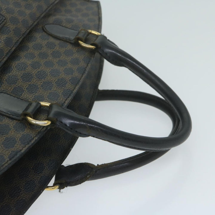Celine Macadam Canvas Hand Bag PVC Brown Black Auth 64827
