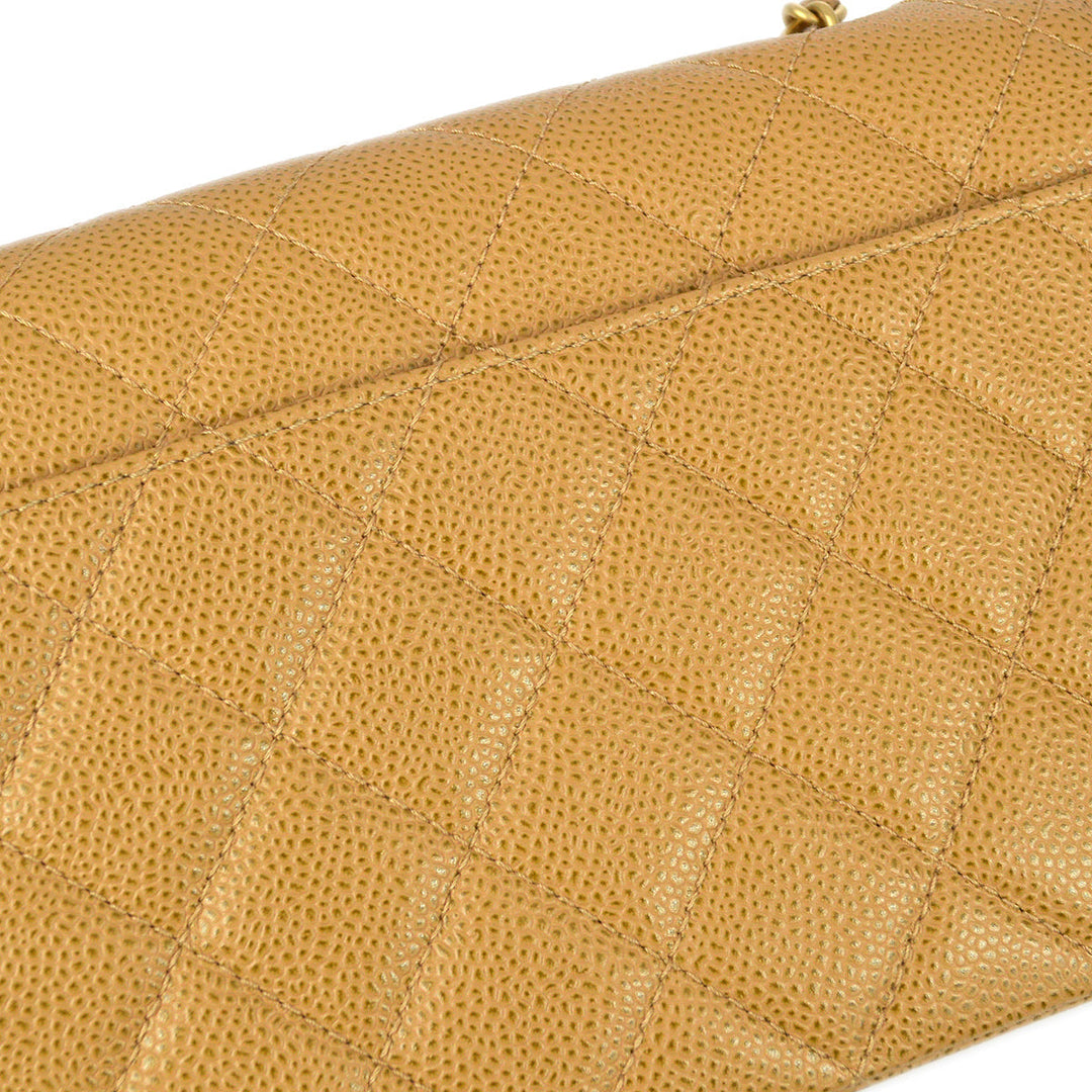 Top Quality Chanel 2003-2004 Beige Caviar Straight Flap Shoulder Bag