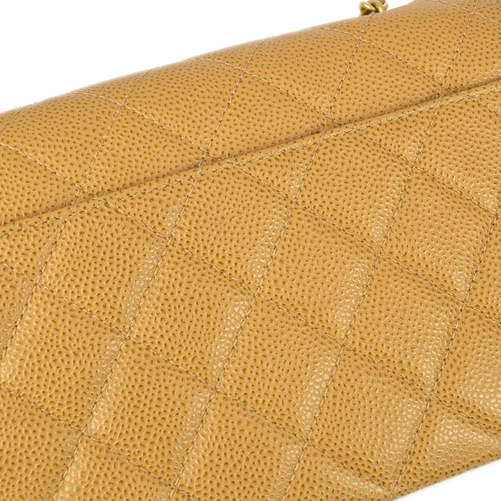 Top Quality Chanel 2003-2004 Beige Caviar Straight Flap Shoulder Bag