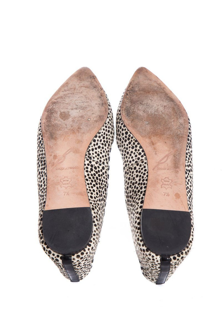 Brian Atwood Black & White Polka Dot Pointed-Toe Flats SZ 7.5