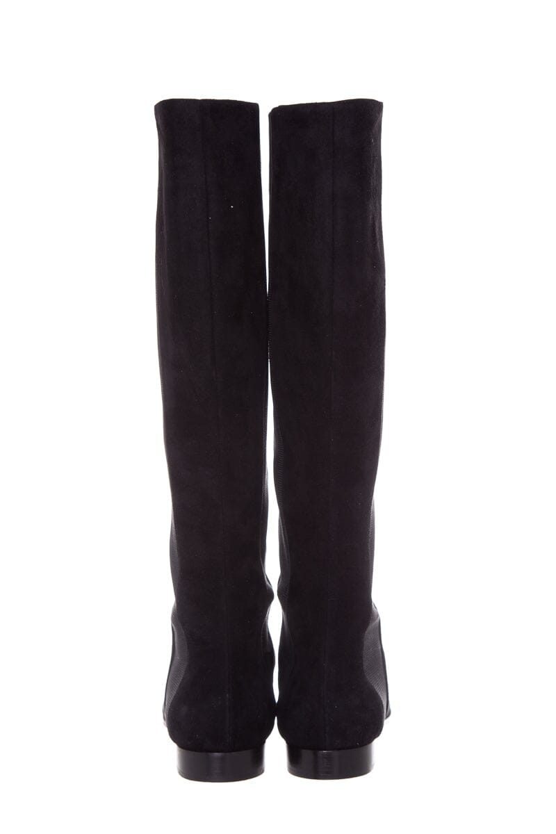 Jimmy Choo Faith Flat Black Suede Boots SZ 39