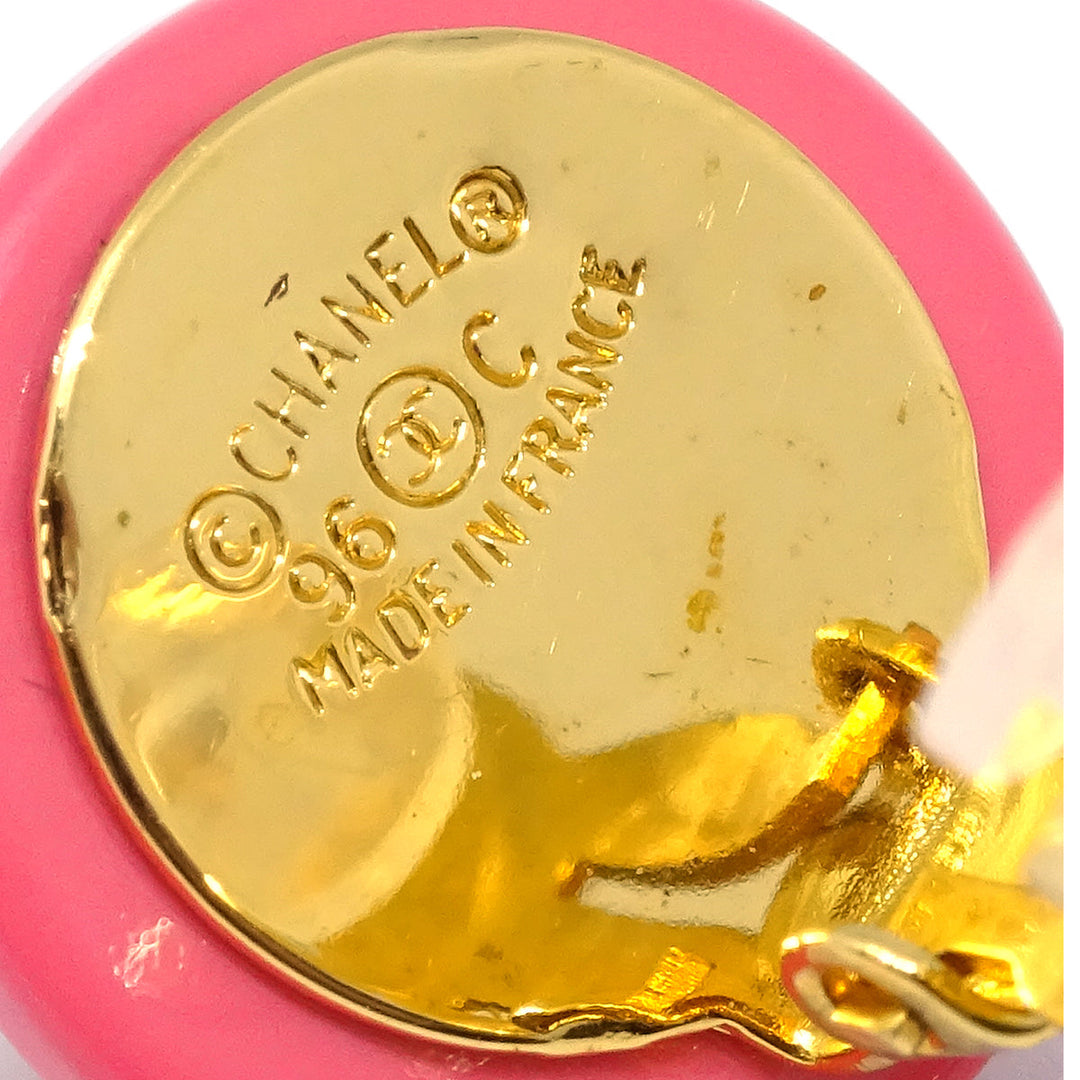 Top Quality Chanel Button Earrings Clip-On Pink 96C