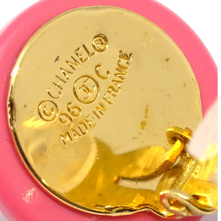 Top Quality Chanel Button Earrings Clip-On Pink 96C