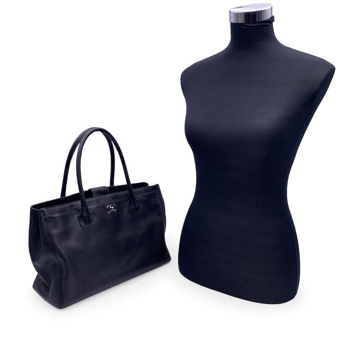 Chanel Black Pebbled Leather Executive Tote Bag Handbag 2000S