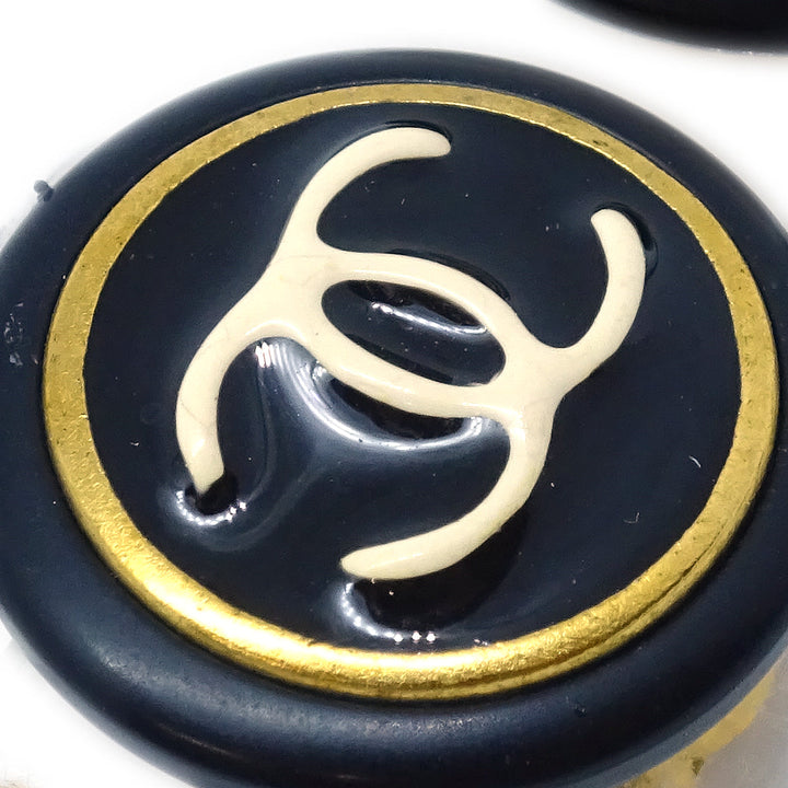 Top Quality Chanel Button Earrings Black 97P