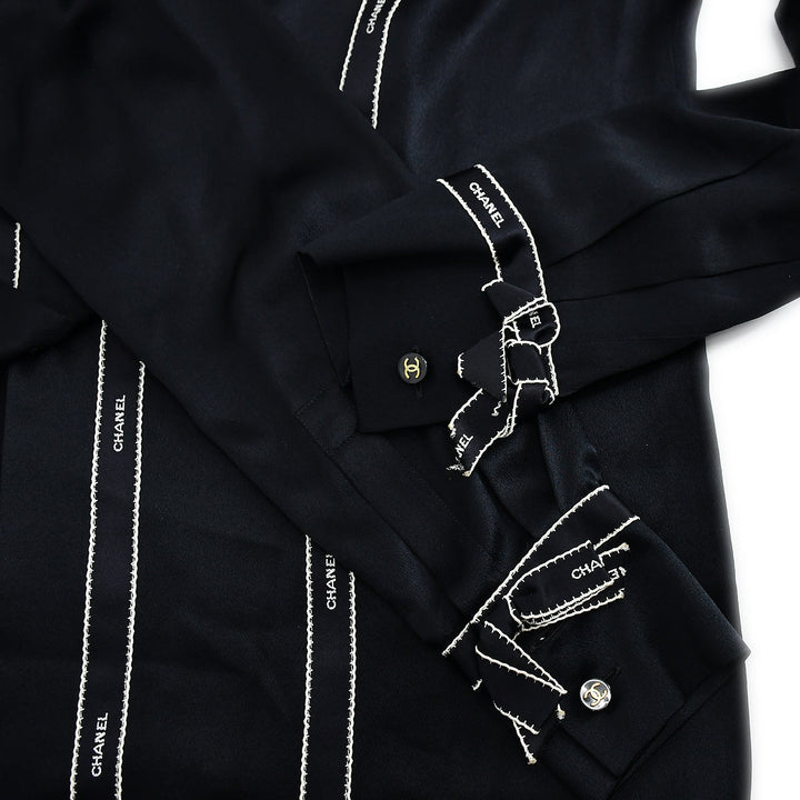 Top Quality Chanel Fall 1994 logo-print silk shirt #36