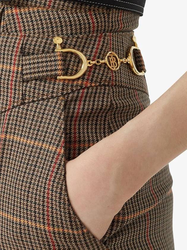 Burberry Houndstooth Tailored Check Straight Pants Brown