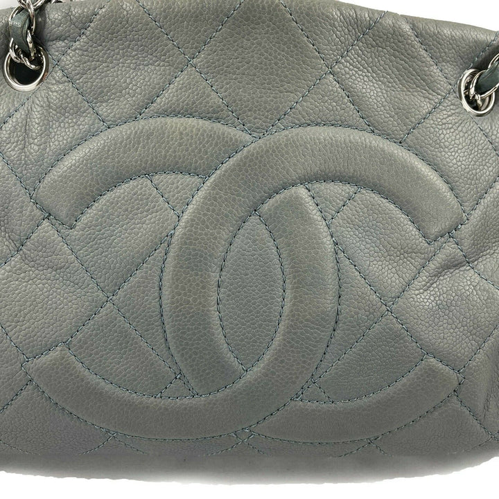 Chanel - Seafoam / Silver CC Caviar Medium Leather Shopping Tote / Shoulder Bag