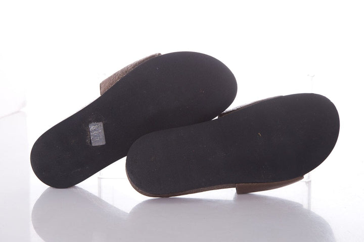 Fabiana Filippi Silver Crackle Leather Slides SZ 38