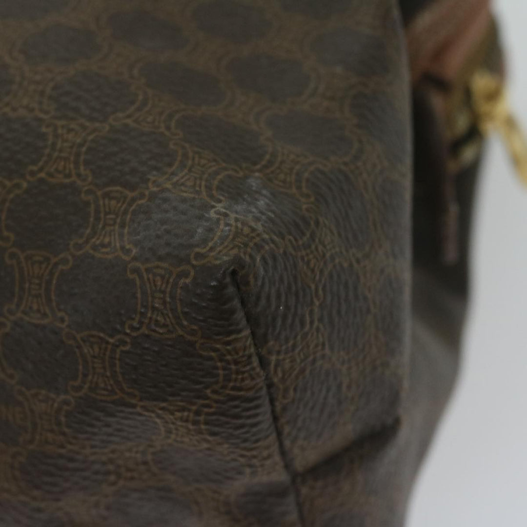 Celine Macadam Canvas Pouch PVC Leather Brown  65262