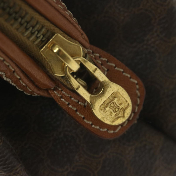 Celine Macadam Canvas Pouch PVC Leather Brown  65262