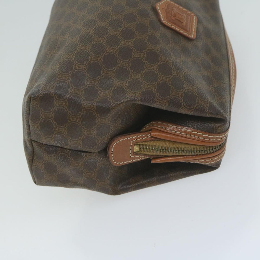 Celine Macadam Canvas Pouch PVC Leather Brown  65262