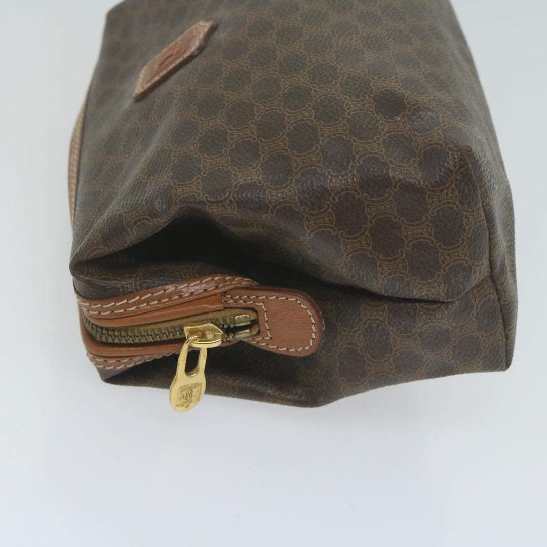 Celine Macadam Canvas Pouch PVC Leather Brown  65262