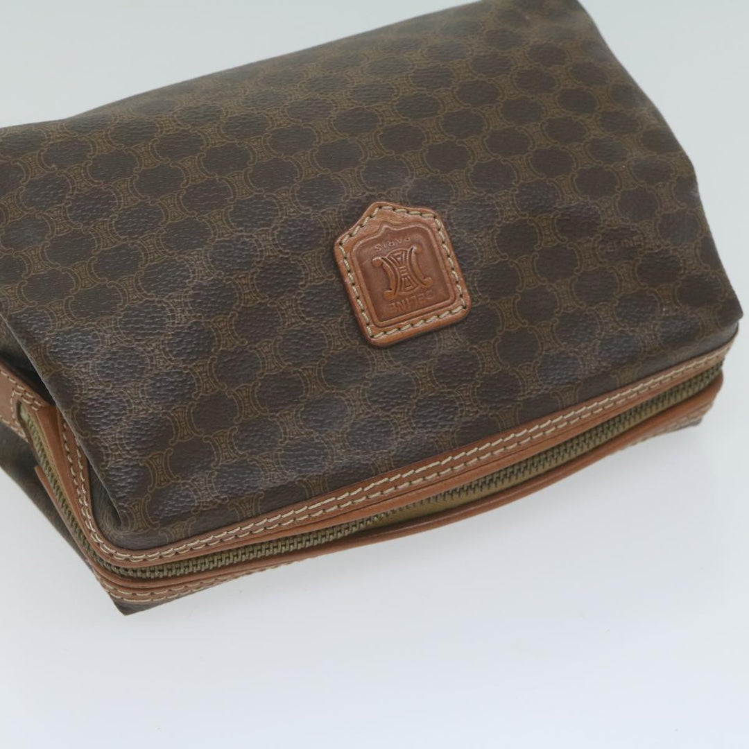 Celine Macadam Canvas Pouch PVC Leather Brown  65262