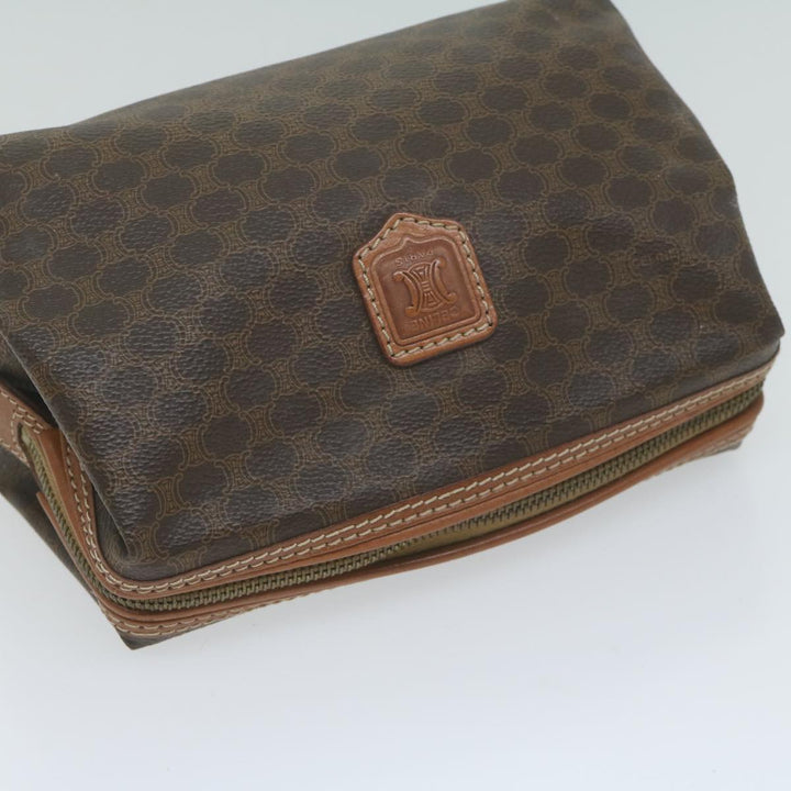 Celine Macadam Canvas Pouch PVC Leather Brown  65262