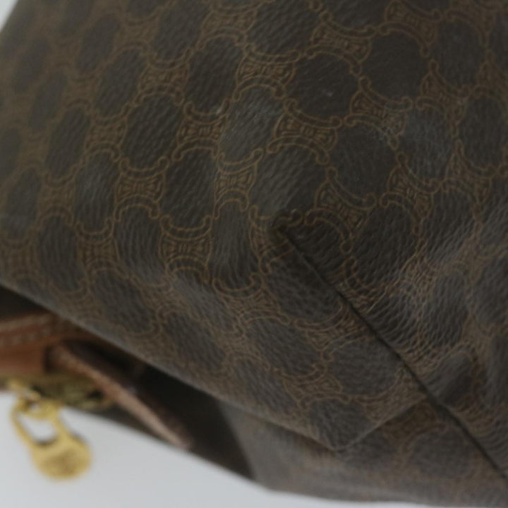 Celine Macadam Canvas Pouch PVC Leather Brown  65262