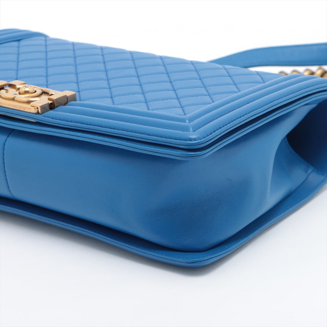 Top Quality Chanel Boy Chain Shoulder Bag in Lambskin Blue