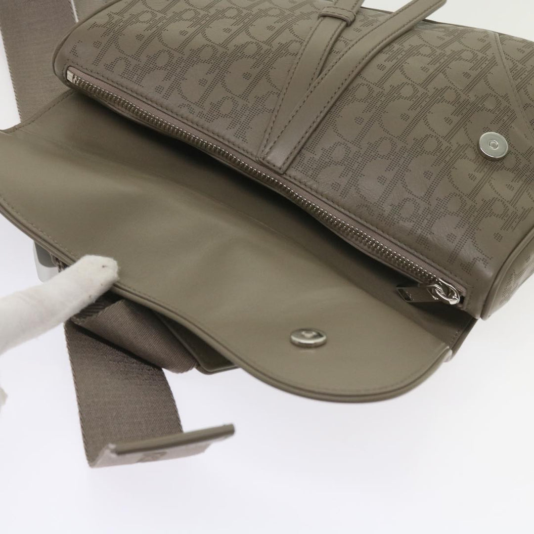 CHRISTIAN Top quality Dior Saddle bag Oblique Trotter Canvas Shoulder Bag Gray Auth 65327A