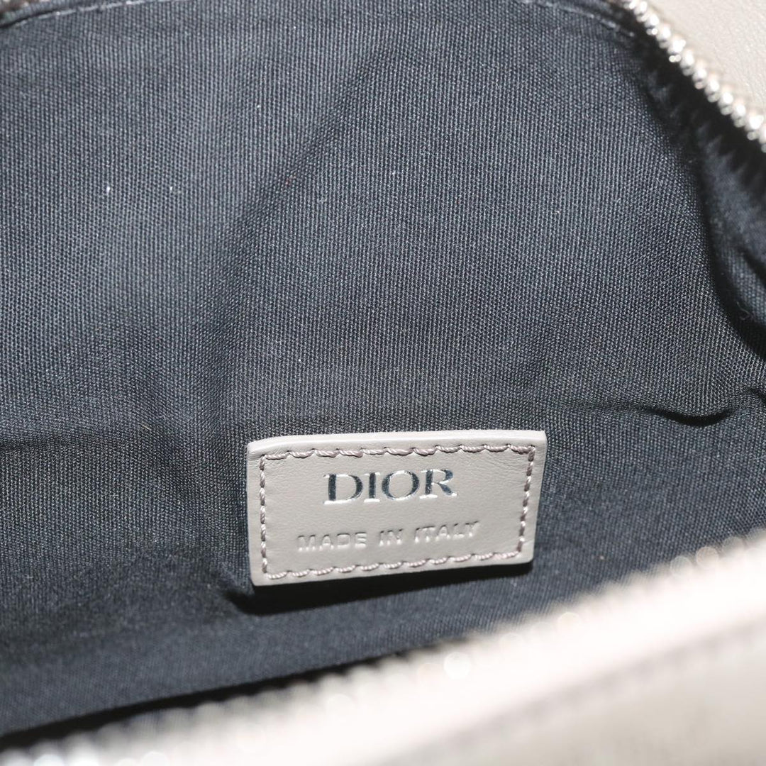 CHRISTIAN Top quality Dior Saddle bag Oblique Trotter Canvas Shoulder Bag Gray Auth 65327A