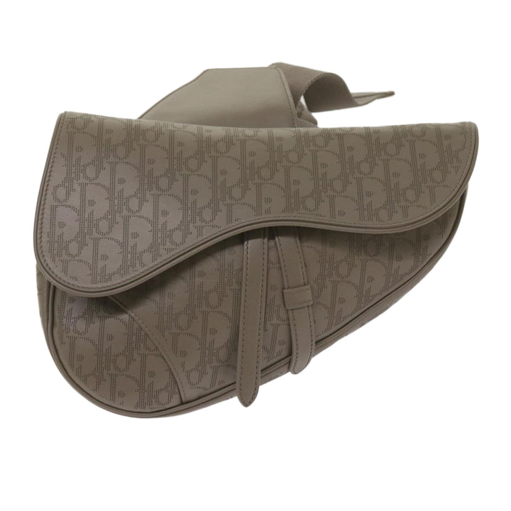 CHRISTIAN Top quality Dior Saddle bag Oblique Trotter Canvas Shoulder Bag Gray Auth 65327A