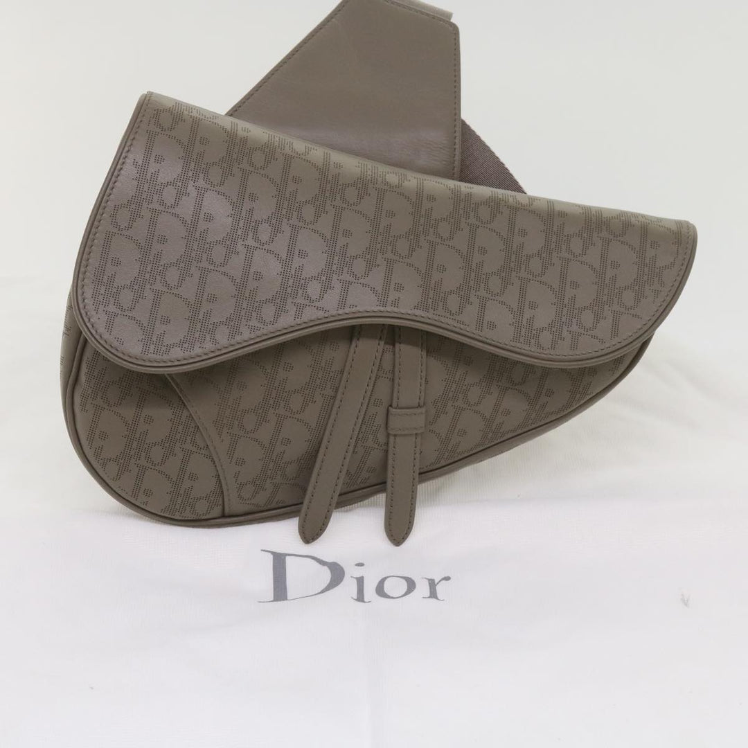 CHRISTIAN Top quality Dior Saddle bag Oblique Trotter Canvas Shoulder Bag Gray Auth 65327A
