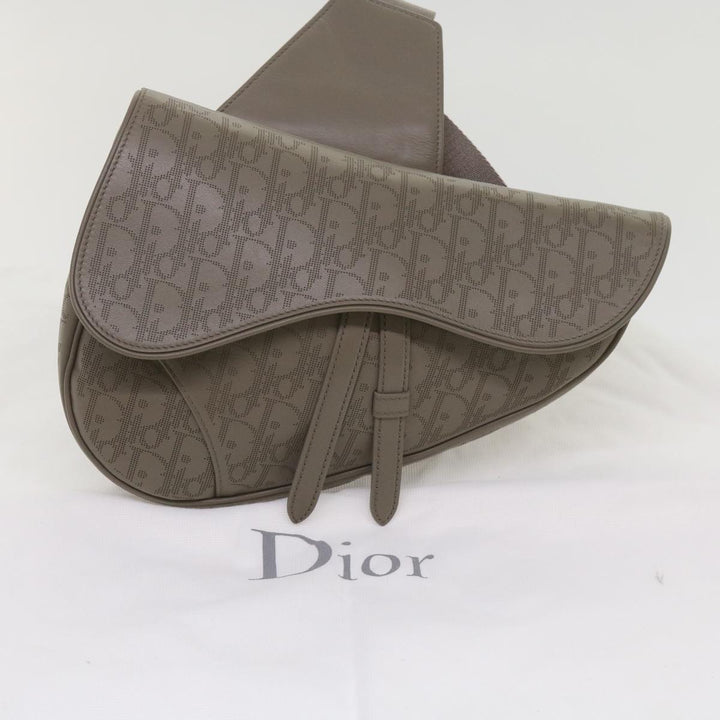 CHRISTIAN Top quality Dior Saddle bag Oblique Trotter Canvas Shoulder Bag Gray Auth 65327A