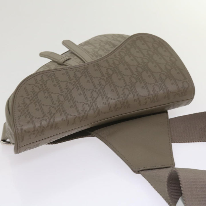 CHRISTIAN Top quality Dior Saddle bag Oblique Trotter Canvas Shoulder Bag Gray Auth 65327A