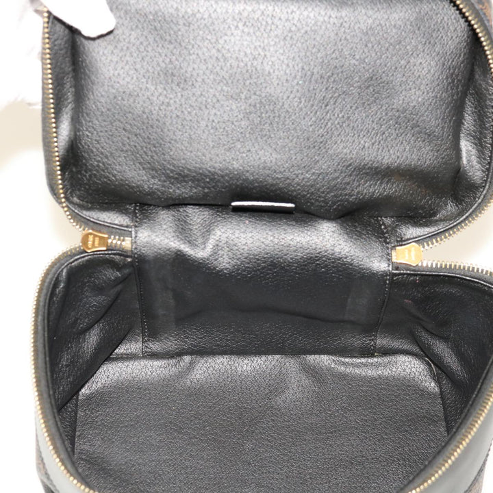 Celine Macadam Canvas Vany Cosmetic Pouch PVC Leather Black  65328A