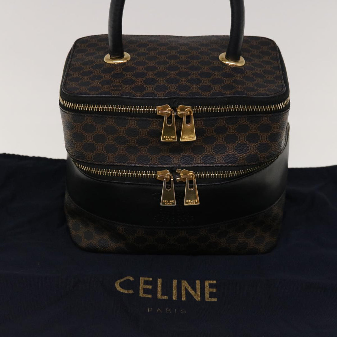 Celine Macadam Canvas Vany Cosmetic Pouch PVC Leather Black  65328A