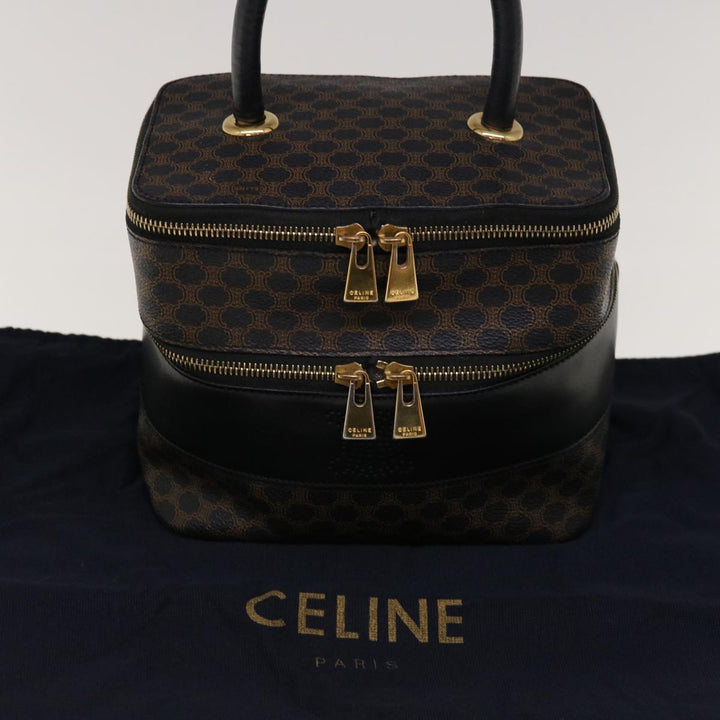 Celine Macadam Canvas Vany Cosmetic Pouch PVC Leather Black  65328A