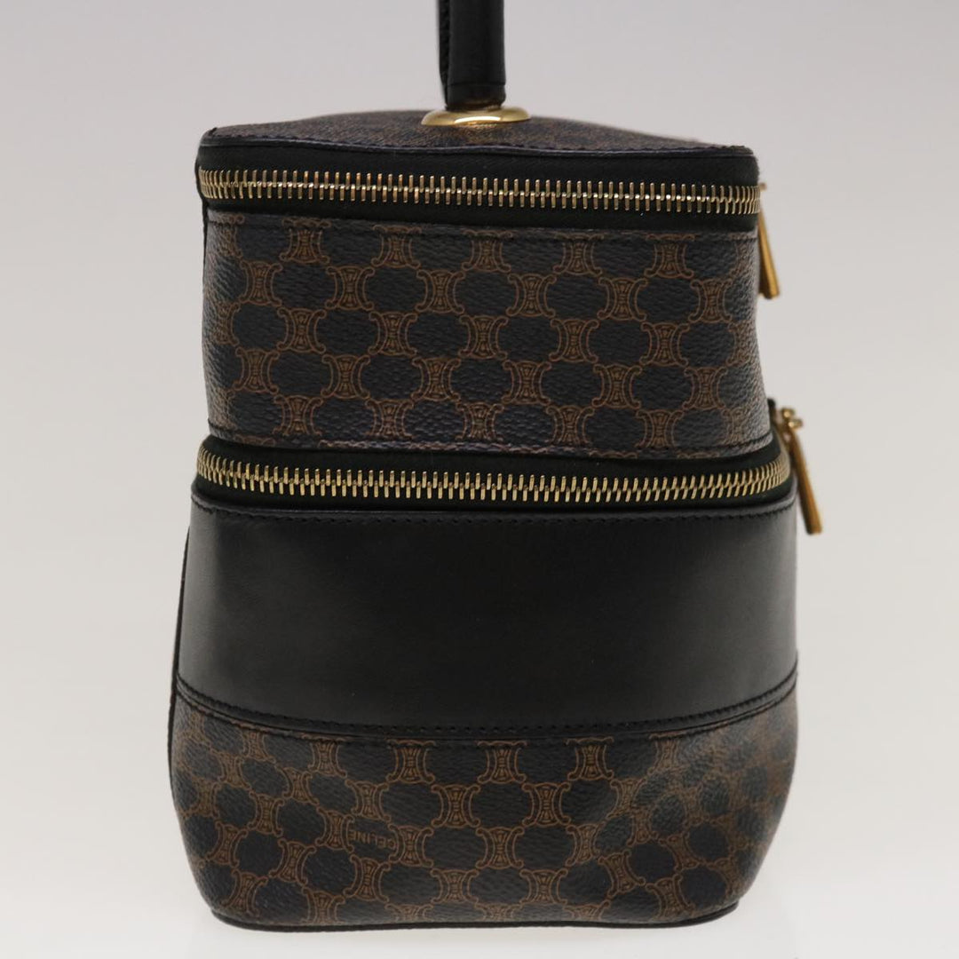 Celine Macadam Canvas Vany Cosmetic Pouch PVC Leather Black  65328A