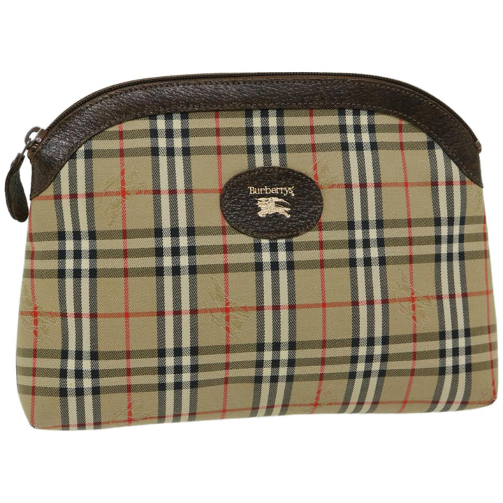 BURBERRYSs Nova Check Clutch Bag Canvas Beige Brown Auth 65370