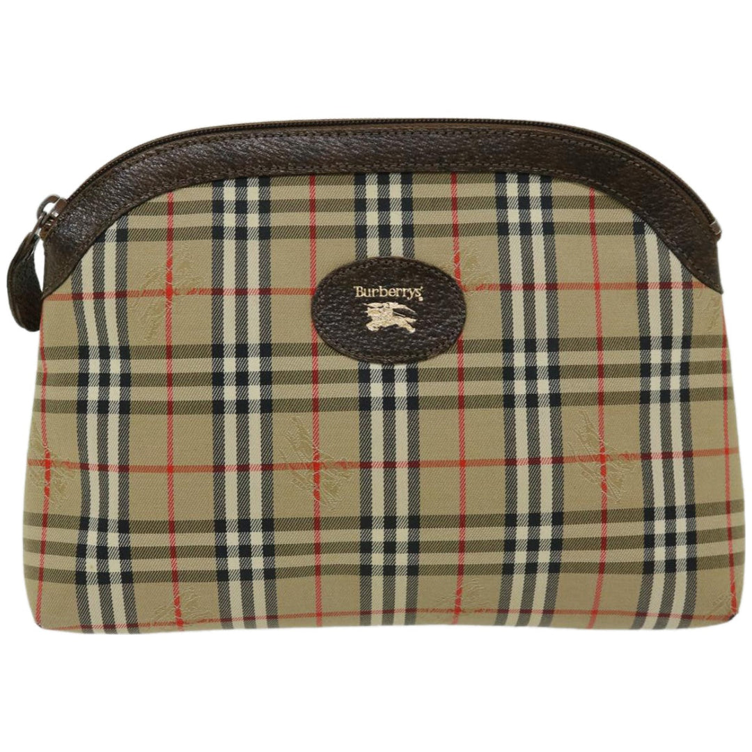 BURBERRYSs Nova Check Clutch Bag Canvas Beige Brown Auth 65370