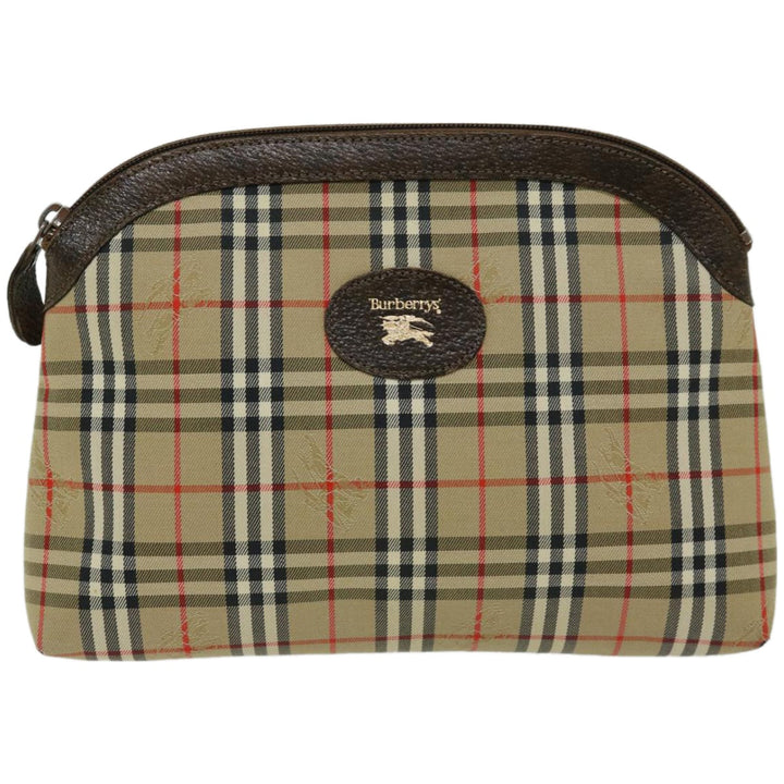 BURBERRYSs Nova Check Clutch Bag Canvas Beige Brown Auth 65370