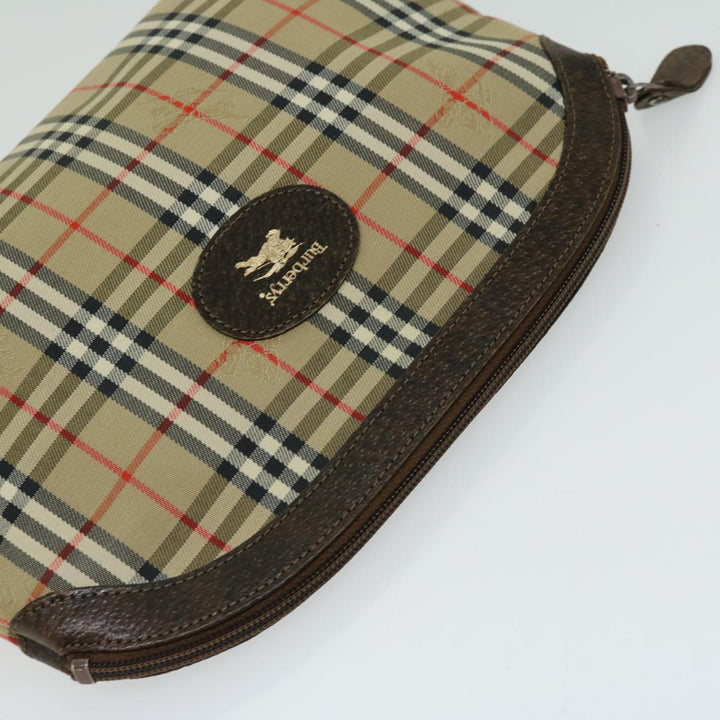 BURBERRYSs Nova Check Clutch Bag Canvas Beige Brown Auth 65370