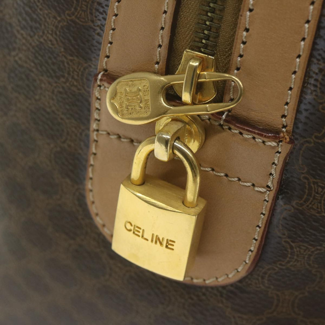 Celine Macadam Canvas Boston Bag PVC Brown  65445