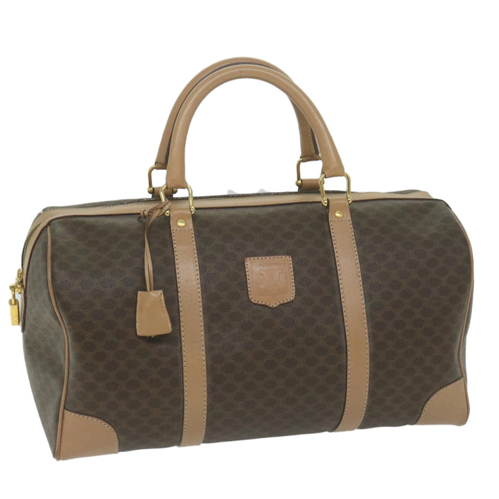 Celine Macadam Canvas Boston Bag PVC Brown  65445